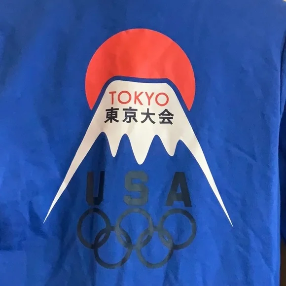 Team Apparel 2020 Tokyo Olympic Blue Zip-Up Hoodie Sweatshirt - Picture 5 of 7